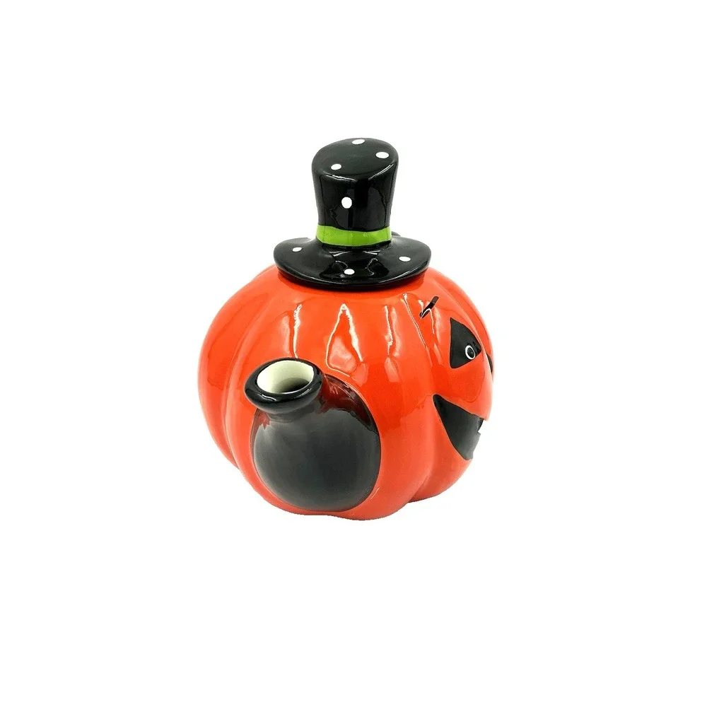 Jack O Lantern Lane Pumpkin Teapot Halloween Ceramic Decor Orange Black